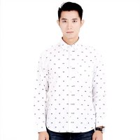 小时代随波动 2016年春季新款青年正装韩版潮秋商务印花衬衣上班族男士薄款长袖上衣