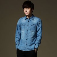 小时代随波动 2016日系复古年春新款男士牛仔衬衫韩版休闲男装纯棉衬衣潮薄款