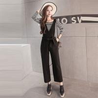 韵诗兰婷2016新款蝴蝶结阔腿裤背带裤九分裤日系女系学生秋冬裤子3006