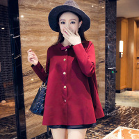 韵诗兰婷2016新款大码女装韩版长袖胖妹妹显瘦外套单排扣斗篷风衣6123