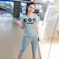 韵诗兰婷2016新款韩版休闲运动套装女学生休闲七分裤两件套夏天跑步运动服6639