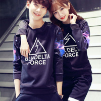 韵诗兰婷情侣装2016新款韩版太空棉星空图案长袖T恤男女情侣班服201