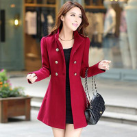 韵诗兰婷2016秋冬新品女式毛呢外套韩版修身显瘦大码中长款呢子大衣7017