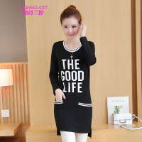 韵诗兰婷女士T恤2016秋季新款女装外穿打底小衫秋衣女士长款字母长袖T恤女潮6033