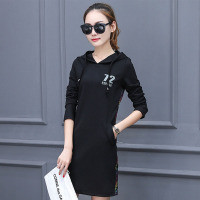 韵诗兰婷连衣裙女装新款2016秋装时尚长袖中长款卫衣裙连帽大码打底裙女潮177