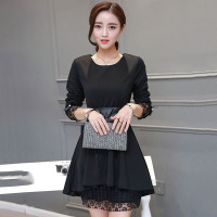 韵诗兰婷2016秋新款女装韩版修身针织长袖连衣裙8662
