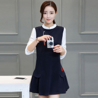 韵诗兰婷2016秋装新款长袖绣花连衣裙气质淑女修身收腰A字短裙子8736