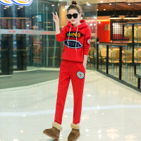 韵诗兰婷2016秋冬新款韩版显瘦纯棉卫衣加绒加厚两件套学生休闲运动套装女528