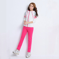 韵诗兰婷2016秋冬新款韩版连帽时尚印花加绒加厚卫衣女装运动套装两件套B15