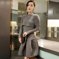 韵诗兰婷2016秋冬女装新款套装连衣裙女装韩版修身长袖针织两件套裙906