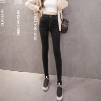 韵诗兰婷2016新款钻石纹超弹牛仔裤女秋款韩版大码弹力高腰打底裤6657