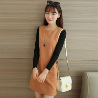 韵诗兰婷2016新款女装韩版时尚打底A字裙中长款修身细毛呢长袖连衣裙10311