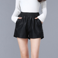 韵诗兰婷2016秋冬皮短裤女阔腿PU皮短裤高腰修身显瘦大码靴裤子潮603