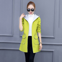 韵诗兰婷2016新款时尚风衣女韩版修身长袖毛呢外套女大码中长款连帽呢子大衣9108