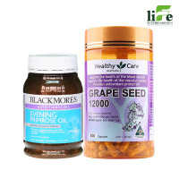 BLACKMORES 澳佳宝 月见草油 190粒 Healthy care 葡萄籽300粒（组合装）瓶装进口【澳洲直邮】