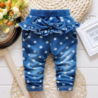 小一峰(xiaoyifeng)2016春季新款潮流波点休闲牛仔裙裤修身女小孩单裤长童裤子F161014