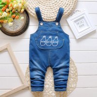 小一峰(xiaoyifeng)2016春季新款潮流奶瓶小黄人牛仔背带裤男女小孩长童裤子F161019