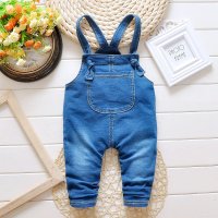 小一峰(xiaoyifeng)2016春季新款潮流休闲牛仔小黄人背带裤男女小孩长童裤子F161004