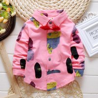 小一峰(xiaoyifeng)2016春秋新款男小童纯棉印花韩版长袖潮流修身花衬衫宝宝打底衫 F161021