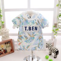 儿童衬衫男童树叶短袖新款休闲童装百搭上衣2016夏装花t恤潮小孩