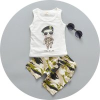 宝宝背心夏男童马甲背心迷彩婴儿背心t恤男孩汗衫儿童背心套装潮