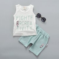 宝宝夏季男童马甲背心t恤男孩汗衫儿童套装