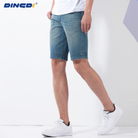 鼎的(Dingdi)夏装男士牛仔短裤浅色直筒休闲5分裤 薄款时尚韩版修身复古牛仔中裤