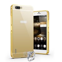 行岛 华为 荣耀6plus手机壳 荣耀6plus手机套 荣耀6plus手机保护套 外壳 保护壳 金属边框 镜面后盖 防摔