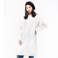 SIMINA 女士衬衫 ST55003 女装新款上衣衬衫 时尚纯白色长袖衬衣女镂空打底衫中长款