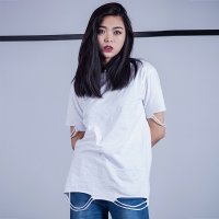 SIMINA女装2016春夏上衣短袖 时尚破洞纯色直筒短T恤打底衫体恤女 SY61001