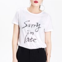 SIMINA原创设计女装 2016夏印花短袖T恤女打底衫上衣纯棉圆领体恤