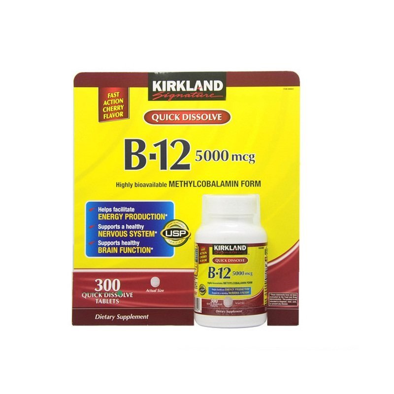 Kirkland 维生素B12wei 5000mcg*300粒 舌下含服Vitamin维生素B12 预防恶性贫血