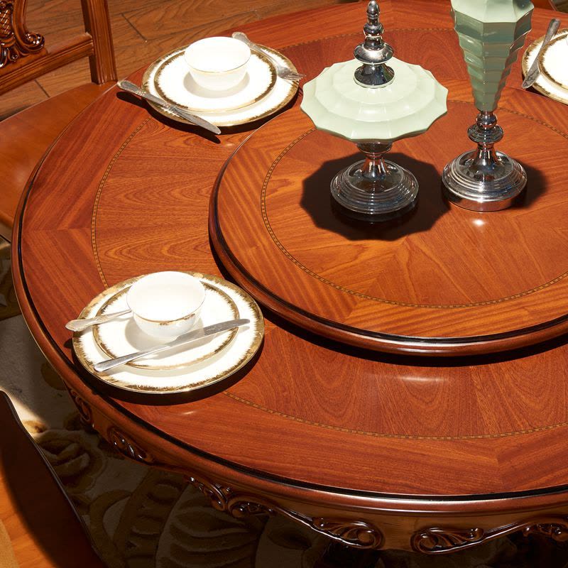 宫寓家具 欧式实木餐桌小户型1.2米 1.3米圆桌4-6人桌 餐厅酒店吃饭桌餐桌椅组合图片