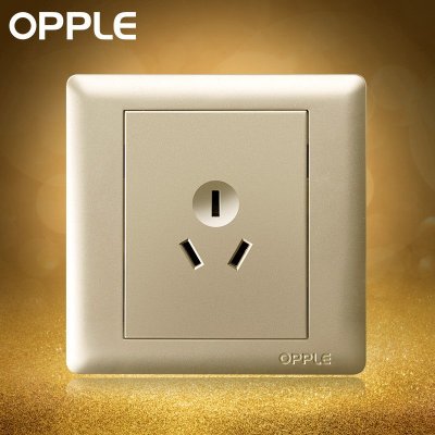 OPPLE欧普照明 86型电工开关插座面板 金色电源插座三插 三孔10A