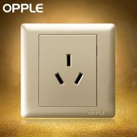 OPPLE欧普照明 86型金色大三孔电源插座面板 空调插座 三孔16A
