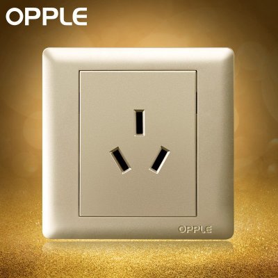 OPPLE欧普照明 86型金色大三孔电源插座面板 空调插座 三孔16A