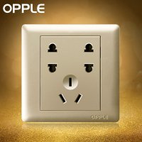 OPPLE欧普照明 86型暗装7孔 金色电源插座二二三插 七孔开关插座面板