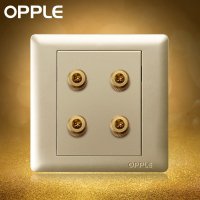 OPPLE欧普照明 86型金色卡拉OK音响音箱插口插孔 二位音响插座面板
