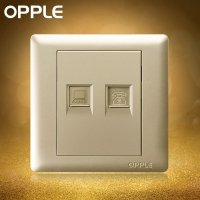OPPLE欧普照明 86型金色电话和网线网络插座插孔 电话插电脑插座面板