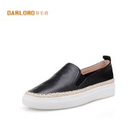 darloro/特乐路真皮牛皮乐福女鞋一脚蹬白平底女鞋4610986