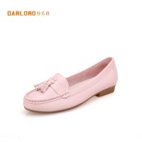 darloro/特乐路2016新款舒适透气真皮银白色粉色单鞋女鞋1610191L