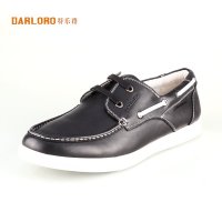 darloro/特乐路牛皮休闲套脚绑带皮鞋英伦男鞋7613403W