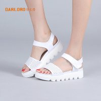 darloro/特乐路2016春夏真皮牛皮厚底松糕底平跟凉鞋4631691