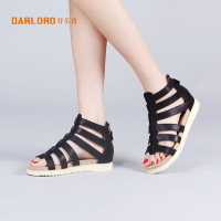 darloro/特乐路2016夏季新款真皮牛皮平跟厚底罗马鞋6636832