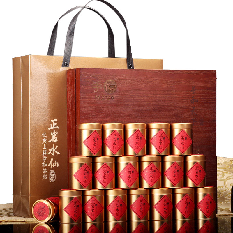 闽掌柜武夷山大红袍乌龙茶茶叶正岩水仙茶180g高档实木礼盒装
