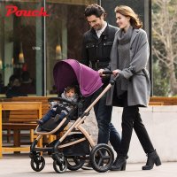 Pouch婴儿推车高景观可坐躺大轮手推车折叠宝宝bb儿童车冬夏两用E89