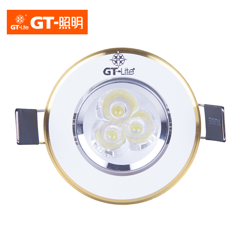 GT-Lite led射灯筒灯3w全套天花灯开孔5-6cm 磨砂银暖白-开孔5-6cm