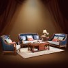 古卡罗 沙发 全实木美式沙发 大户型欧式沙发 简美皮布沙发组合LN201沙发