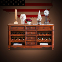 古卡罗 美式餐边柜 全实木储物柜子 欧式玄关柜子 墙边茶水柜LN