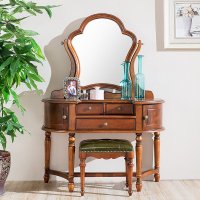 古卡罗 美式梳妆台 全实木化妆台 欧式梳妆桌子 妆台妆镜组合LN103妆台
